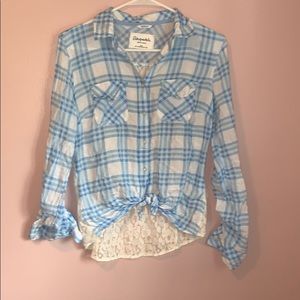 Blue and White Checkered Button Down